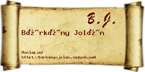 Bárkány Jolán névjegykártya