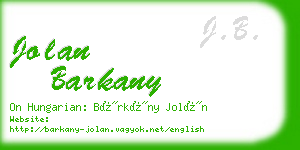 jolan barkany business card